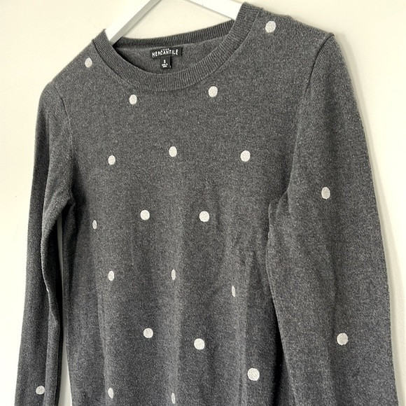 J. Crew Factory Gray Polka Dot Teddie Sweater, Small - Picture 4 of 8